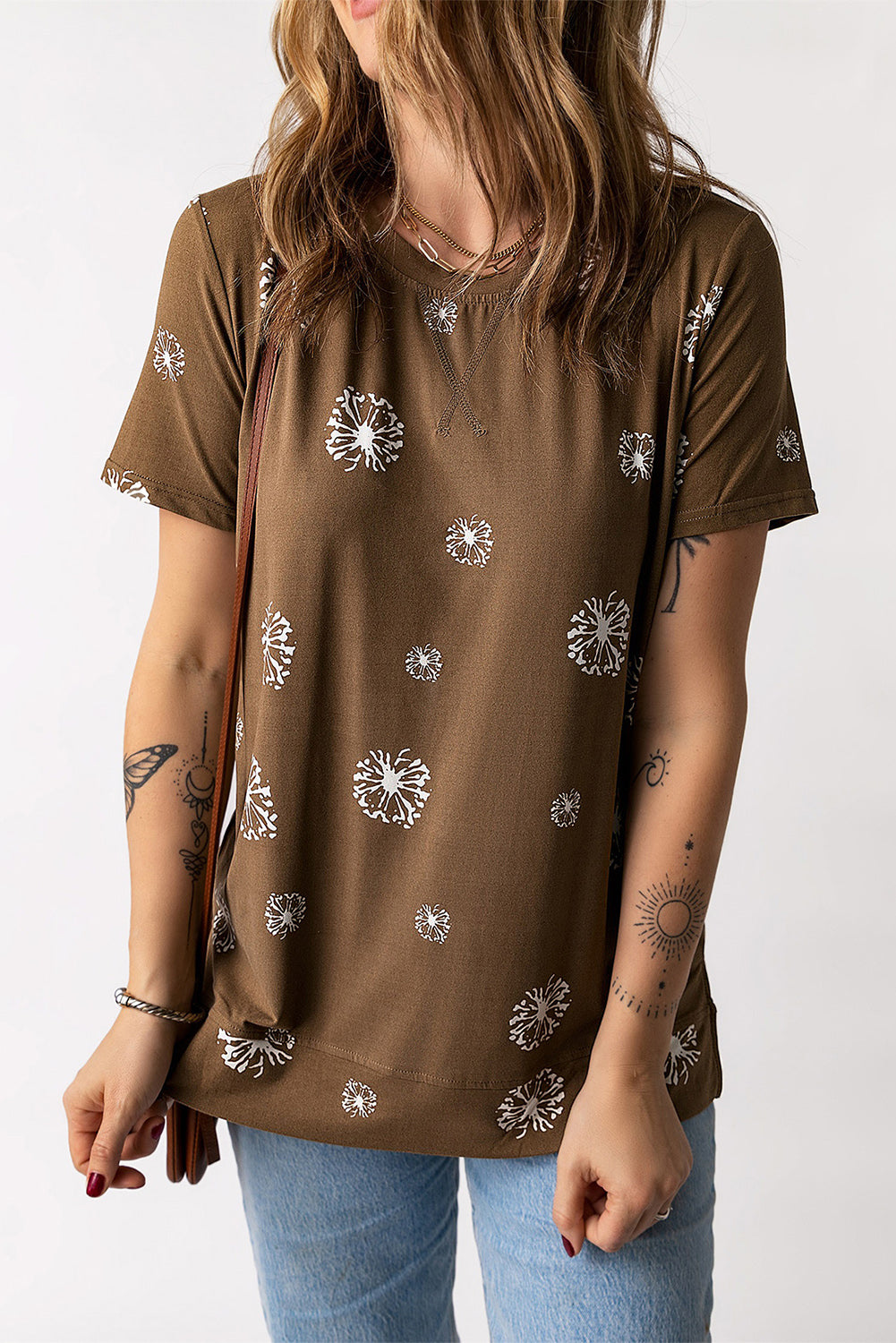 Dandelion Print Round Neck Tee