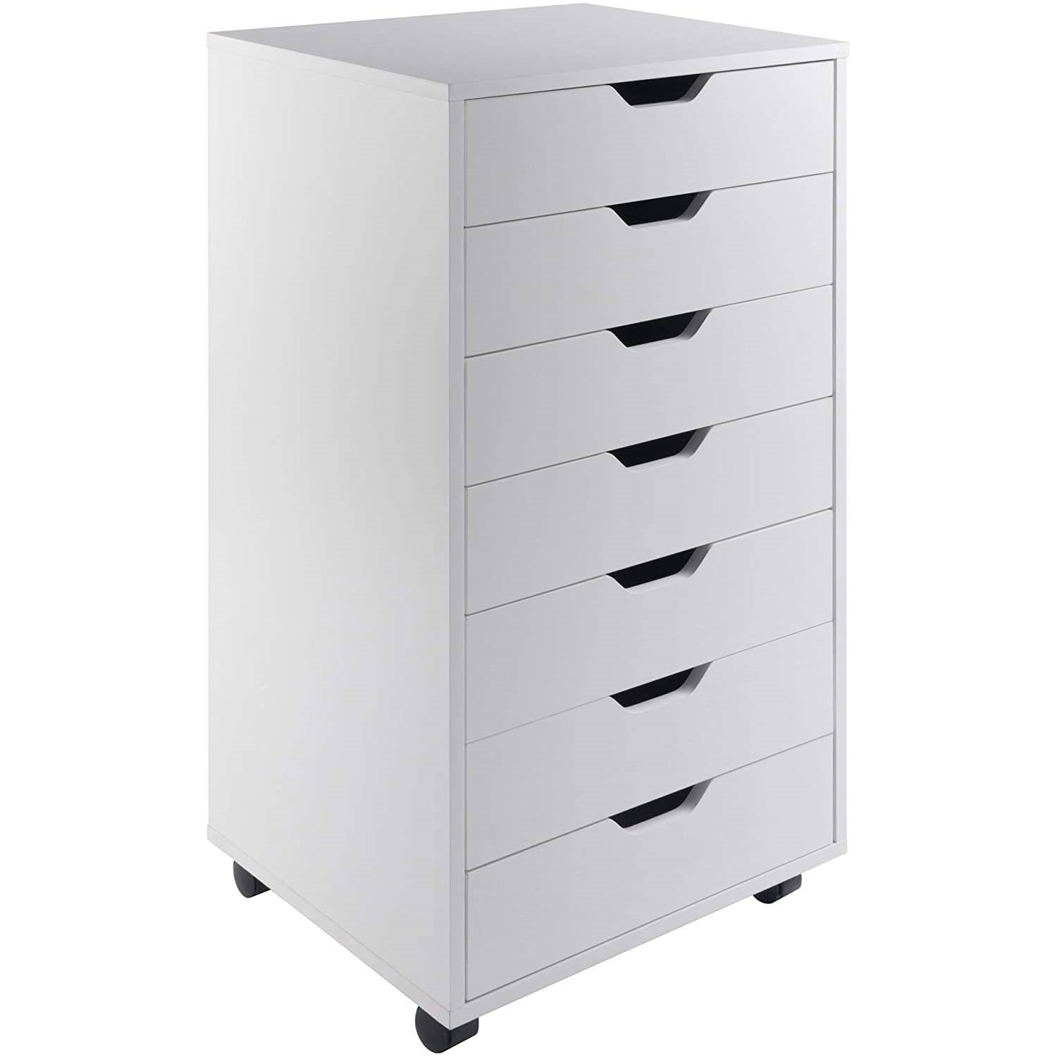 Modern Scandinavian Style 7-Drawer Storage Cabinet Chest in White Finish